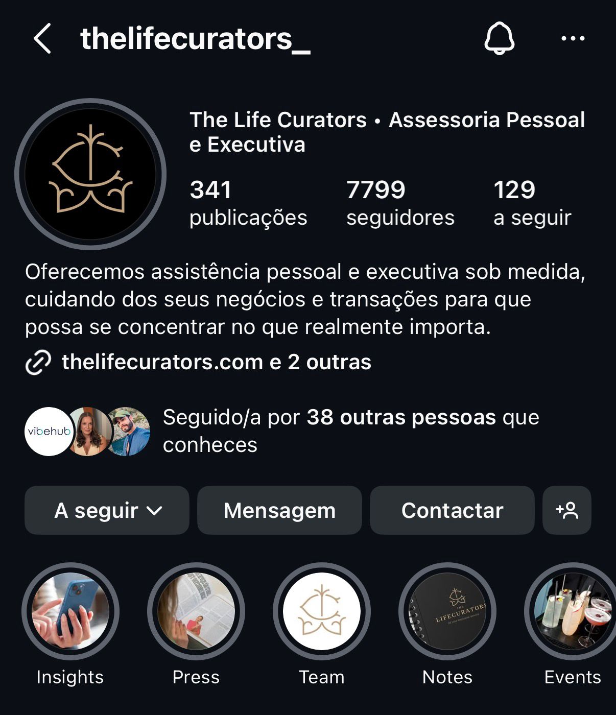 The Life Curators Instagram Bio